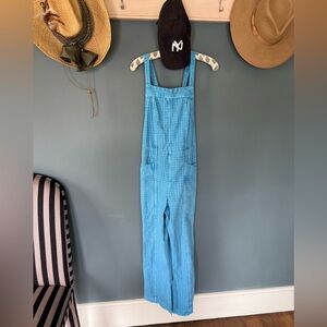 Free People Savannah Overalls 100% cotton flare jumpsuit blue sz small